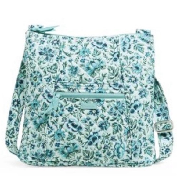 Vera Bradley Handbags - Vera Bradley Aqua Floral Quilted Tote Zip Top Hipster NWT Cloud Vine